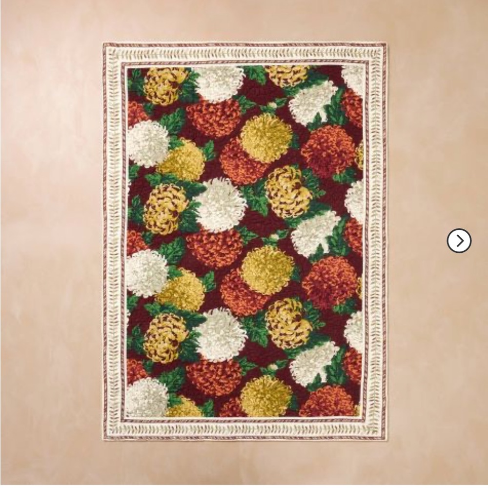 NWT John Derian 50x70” Quilted Throw Blanket - Fall Mums Quilt